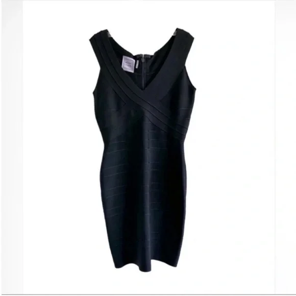 Herve Leger Knit Bandage Bodycon Dress Black
